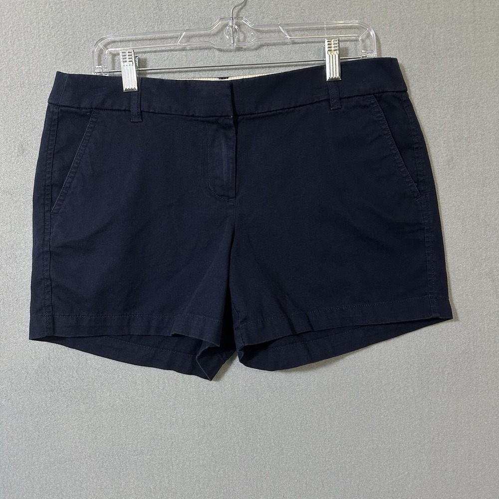 J Crew Chino Shorts Women's 10 Navy Blue Casual Preppy Flat Front 31x4"